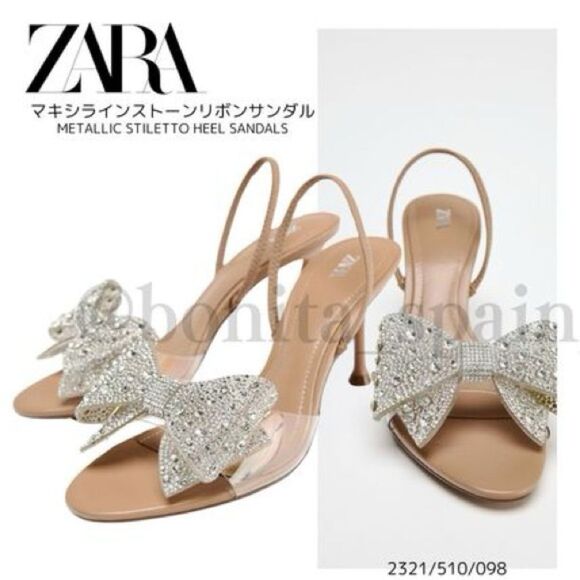 ZARA SPARKLY MAXI BOW SANDALS - Picture 2 of 4